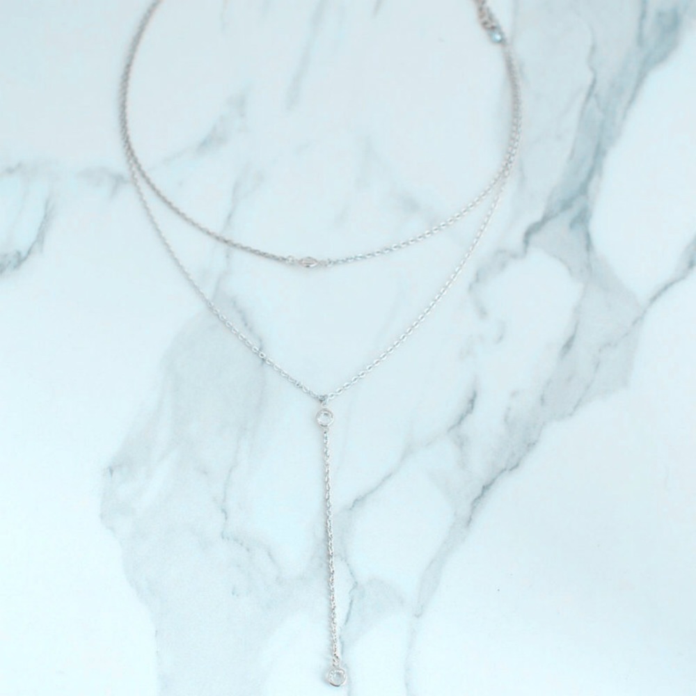 “Evening Romance” Dainty Crystal Layered Necklace - Picture 7 of 8